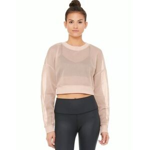 ALO Row Mesh Cropped Top in Rose Gold